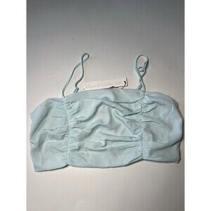 House of Harlow 1960 Smocked Ruched baby blue Cropped Tank Top NWOT Medium